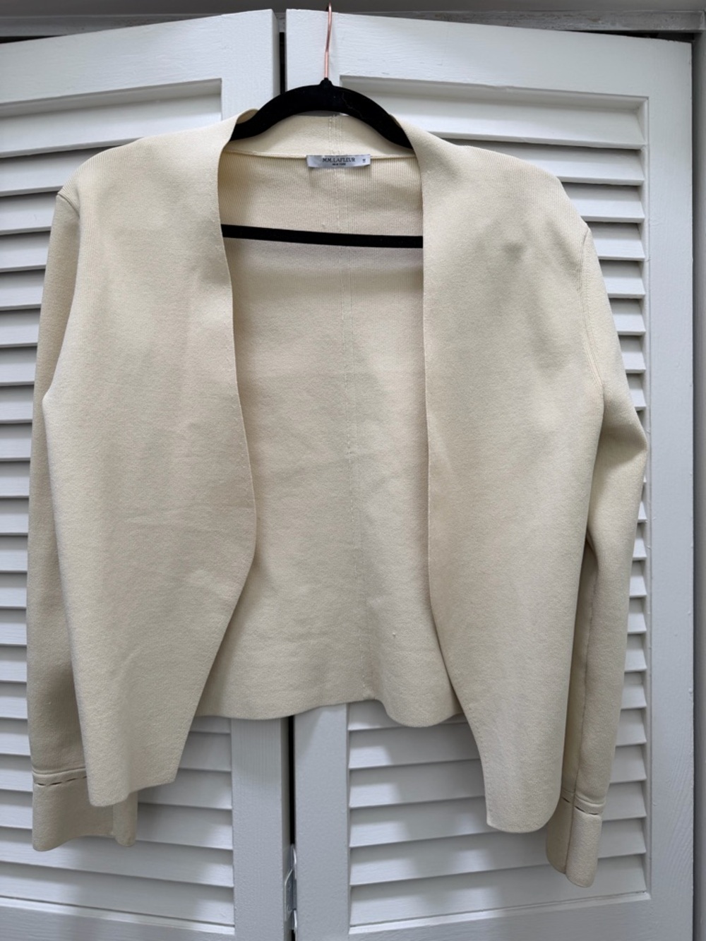 MM Lafleur Cream Collarless Open Blazer